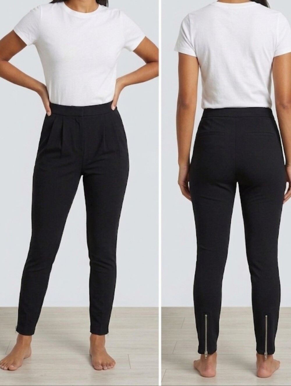 American Eagle Black High Rise Zip Ankle Pants Size 0 Quiet Luxury Minimalist